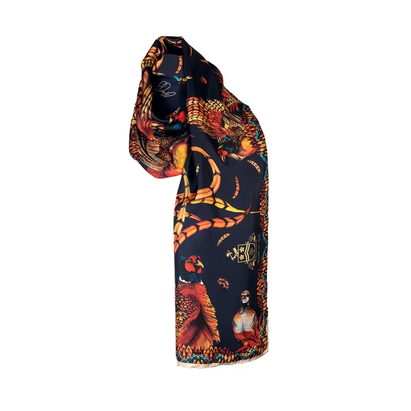 Clare Haggas Narrow Heads or Tails Silk Scarf - Navy